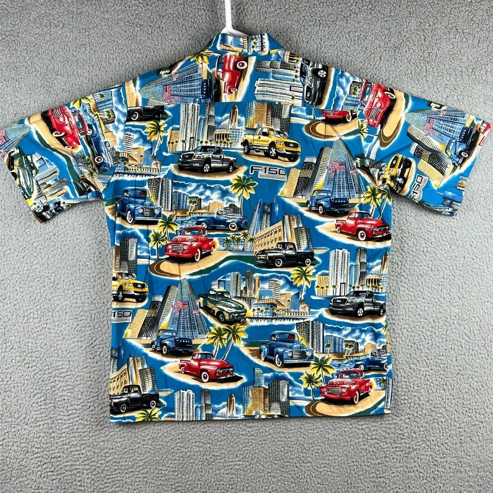 Reyn Spooner Shirt Mens M‎ Ford F-150 Pickup Truck Hawaiian Beach AOP Dad Casual